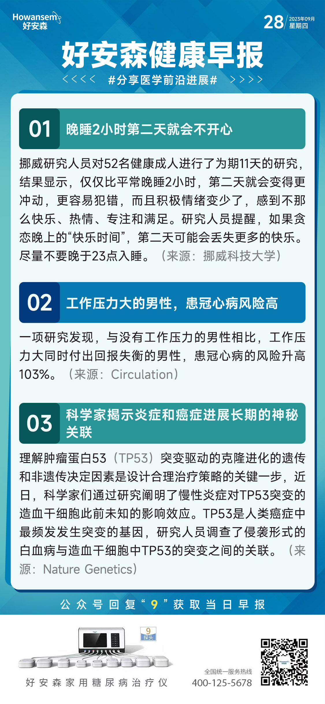 9月28日好安森健康早报 分享医学前沿进展