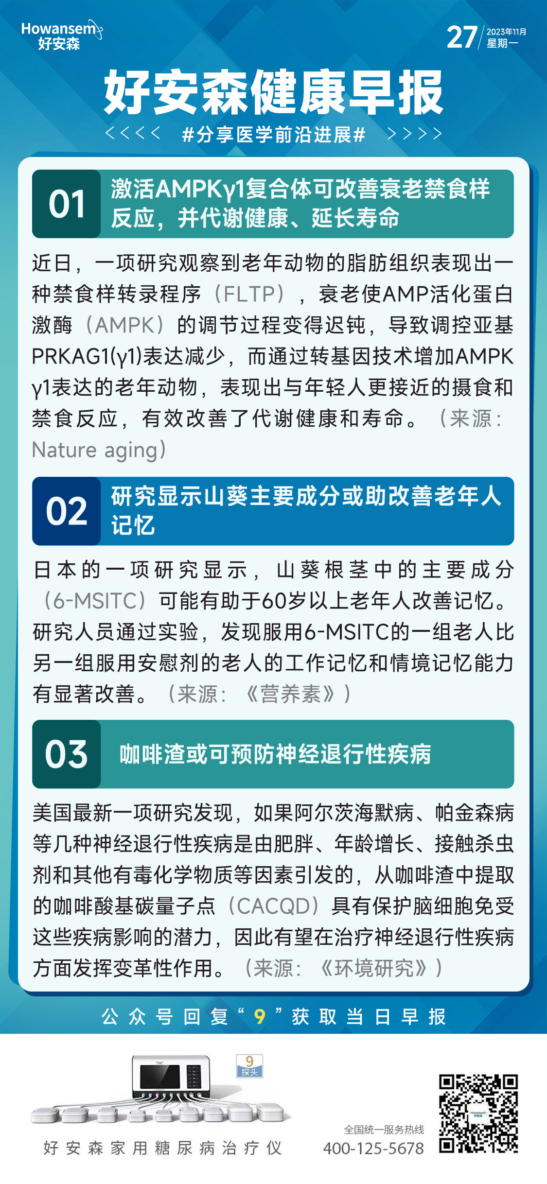 11月27日好安森健康早报 分享医学前沿进展