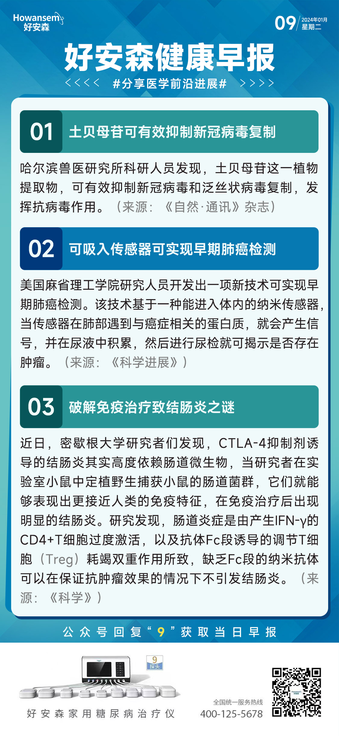 1月9日好安森健康早报 分享医学前沿进展