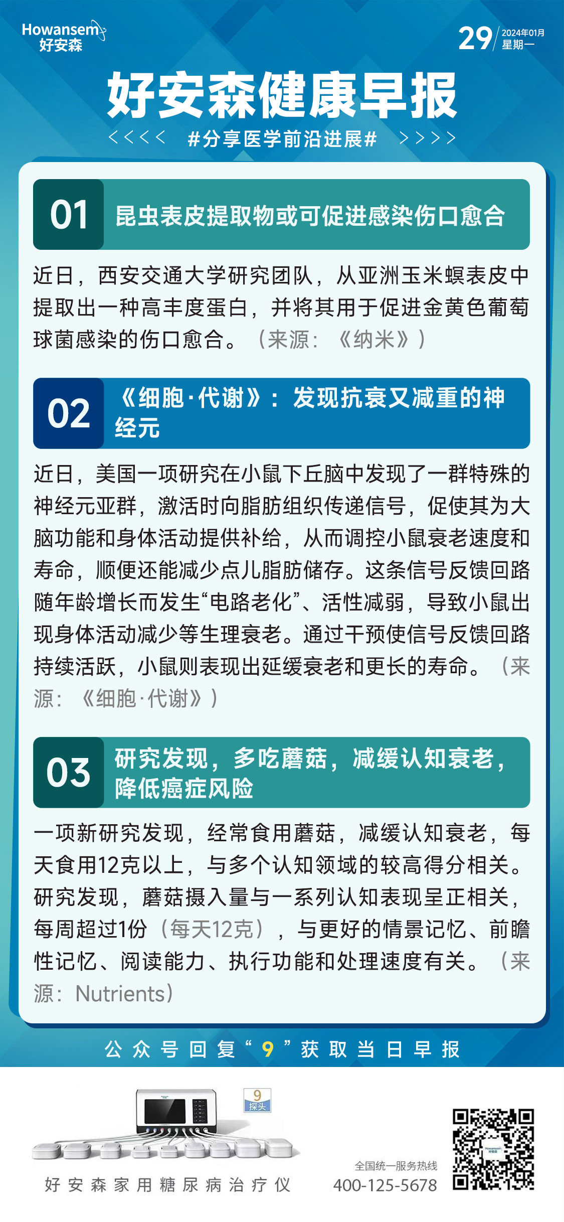 1月29日好安森健康早报 分享医学前沿进展