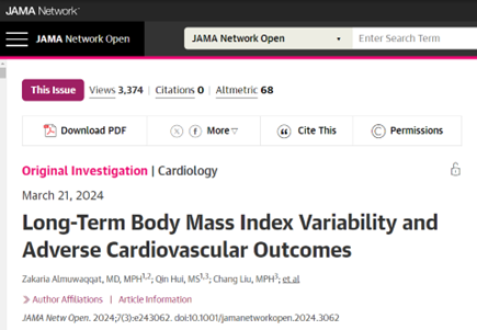 JAMA Netw Open：BMI的高度波动性可能与心血管疾病风险增加相关