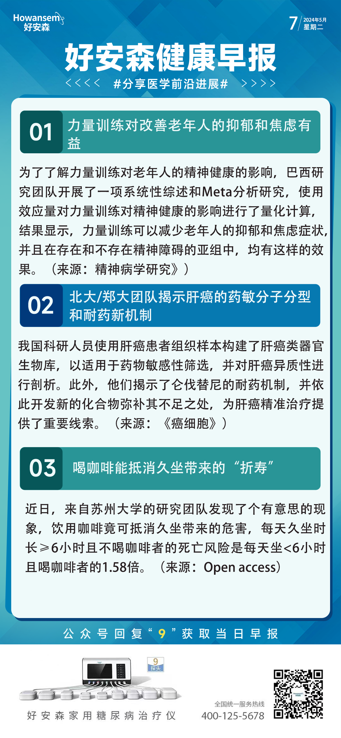 5月7日好安森健康早报 分享医学前沿进展