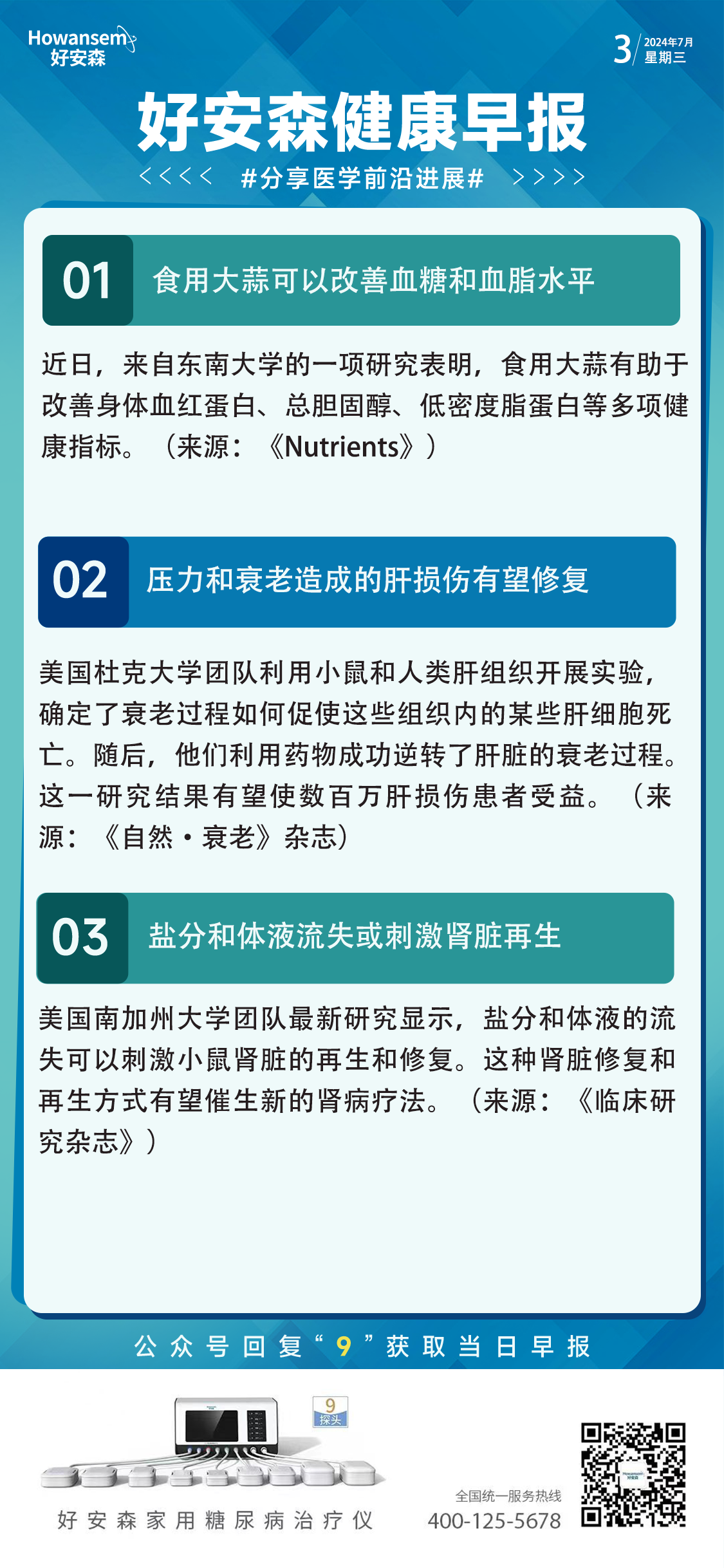 7月3日好安森健康早报 分享医学前沿进展